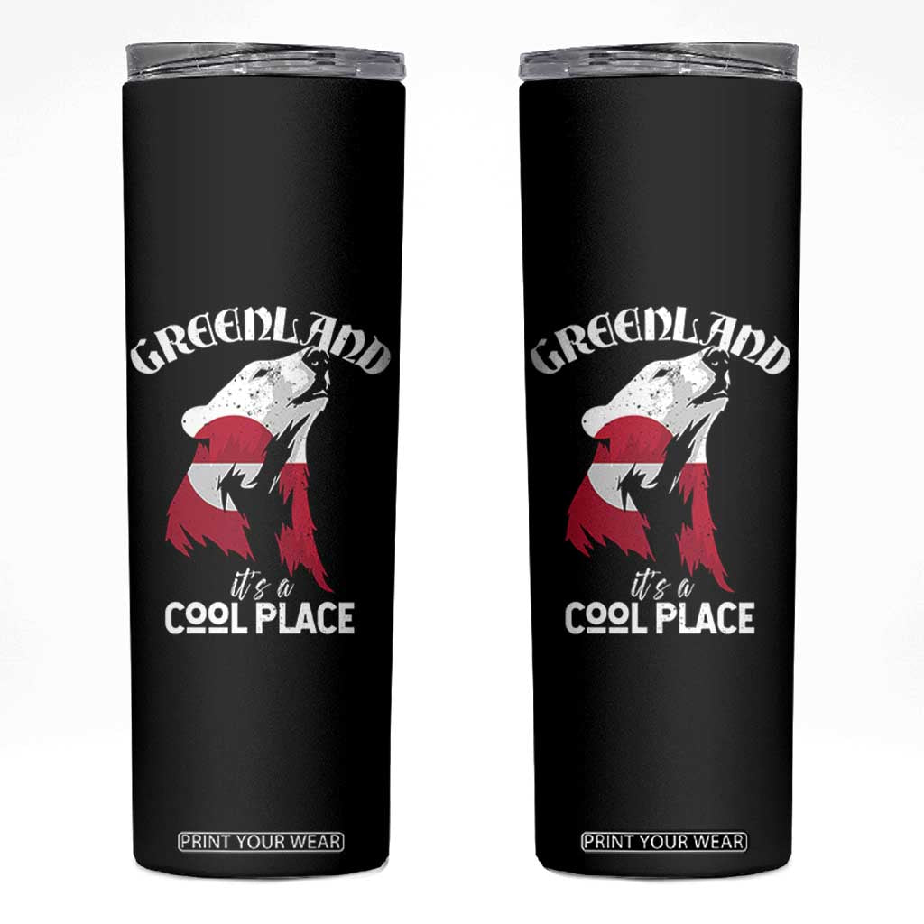 Polar Bear Greenland Flag Graphic Skinny Tumbler It's a Cool Place Arctic Circle TS02 Black Print Your Wear
