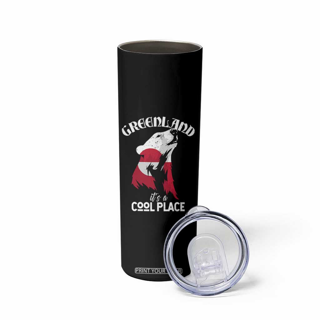 Polar Bear Greenland Flag Graphic Skinny Tumbler It's a Cool Place Arctic Circle TS02 Print Your Wear