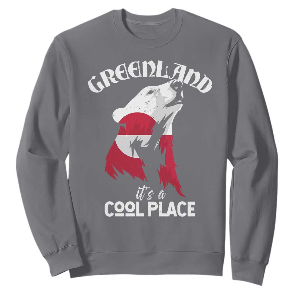 Polar Bear Greenland Flag Graphic Sweatshirt It's a Cool Place Arctic Circle TS02 Charcoal Print Your Wear
