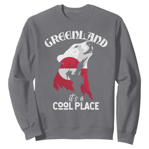 Polar Bear Greenland Flag Graphic Sweatshirt It's a Cool Place Arctic Circle TS02 Charcoal Print Your Wear