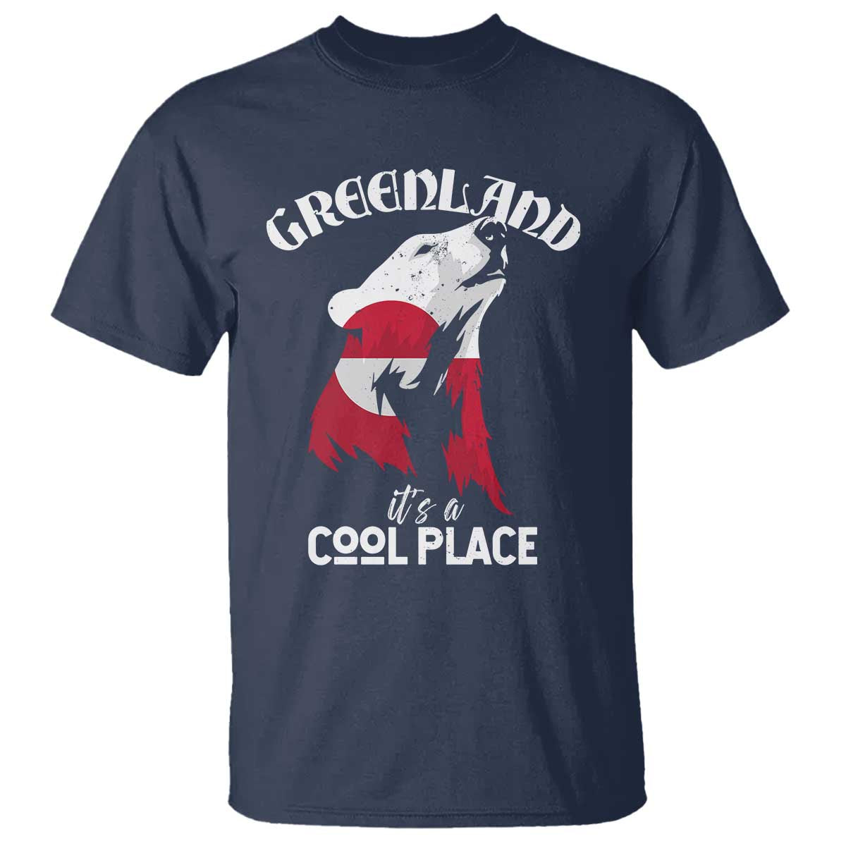 Polar Bear Greenland Flag Graphic T Shirt It's a Cool Place Arctic Circle TS02 Navy Print Your Wear