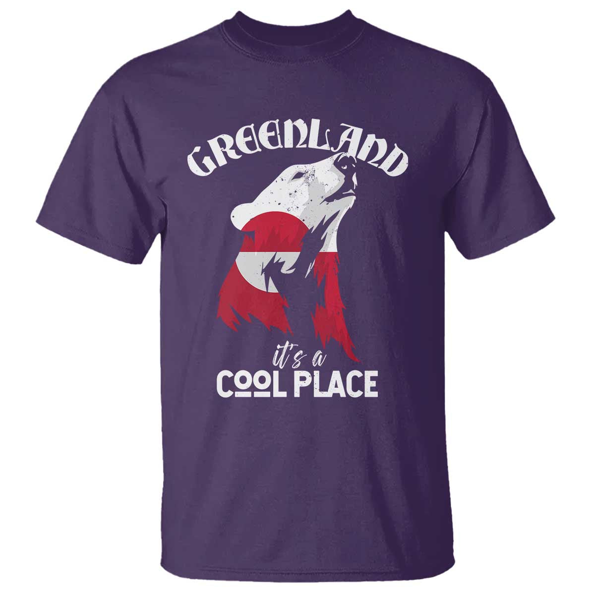 Polar Bear Greenland Flag Graphic T Shirt It's a Cool Place Arctic Circle TS02 Purple Print Your Wear