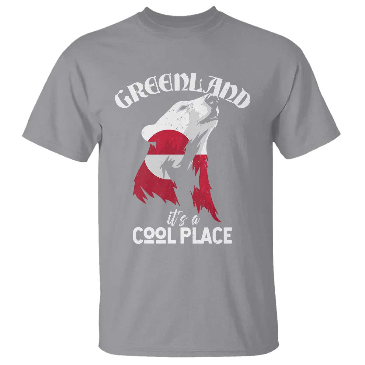 Polar Bear Greenland Flag Graphic T Shirt It's a Cool Place Arctic Circle TS02 Sport Gray Print Your Wear