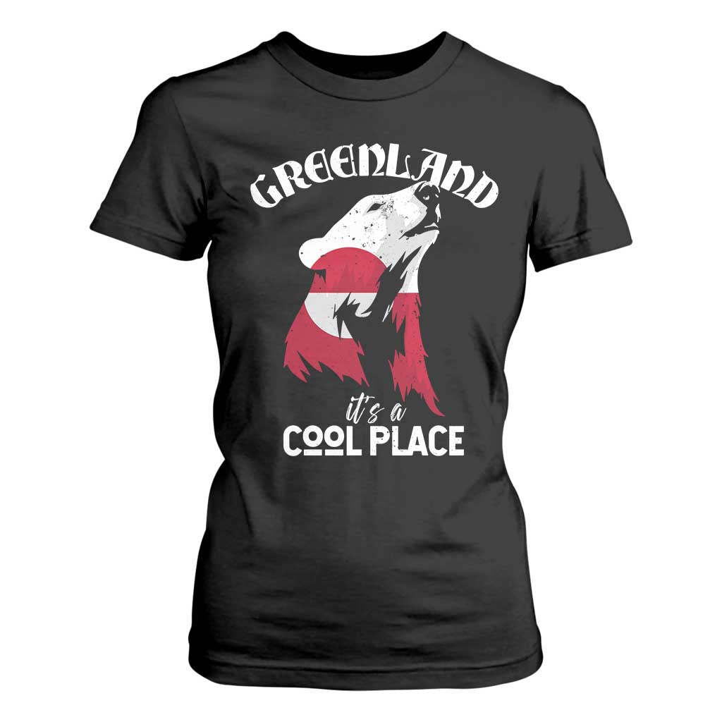 Polar Bear Greenland Flag Graphic T Shirt For Women It's a Cool Place Arctic Circle TS02 Black Print Your Wear