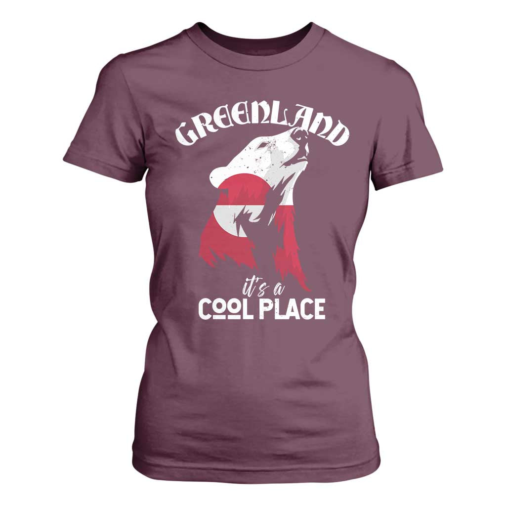 Polar Bear Greenland Flag Graphic T Shirt For Women It's a Cool Place Arctic Circle TS02 Maroon Print Your Wear