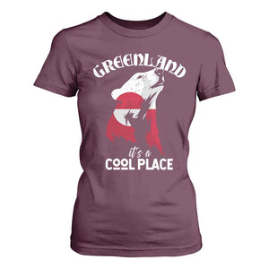 Polar Bear Greenland Flag Graphic T Shirt For Women It's a Cool Place Arctic Circle TS02 Maroon Print Your Wear