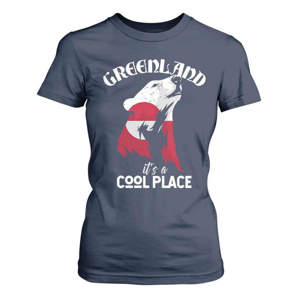 Polar Bear Greenland Flag Graphic T Shirt For Women It's a Cool Place Arctic Circle TS02 Navy Print Your Wear