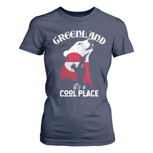 Polar Bear Greenland Flag Graphic T Shirt For Women It's a Cool Place Arctic Circle TS02 Navy Print Your Wear