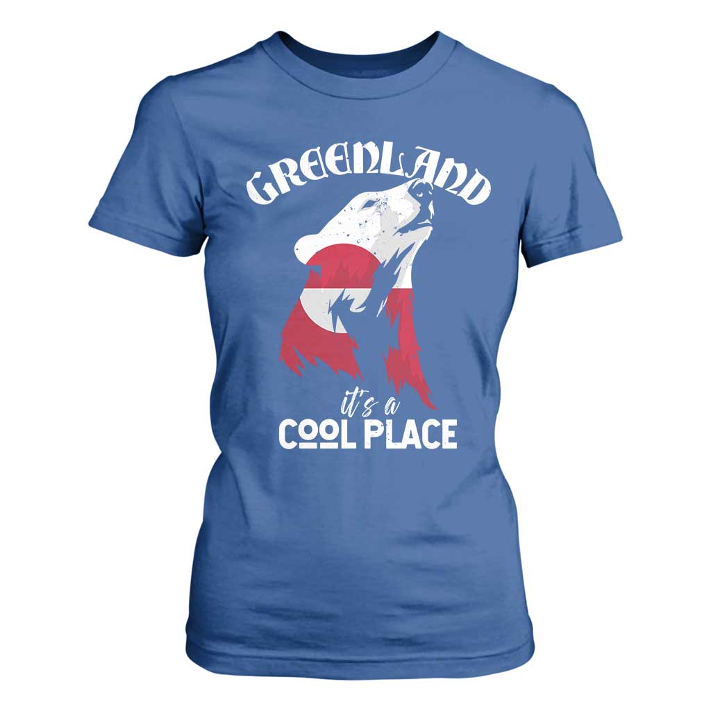 Polar Bear Greenland Flag Graphic T Shirt For Women It's a Cool Place Arctic Circle TS02 Royal Blue Print Your Wear