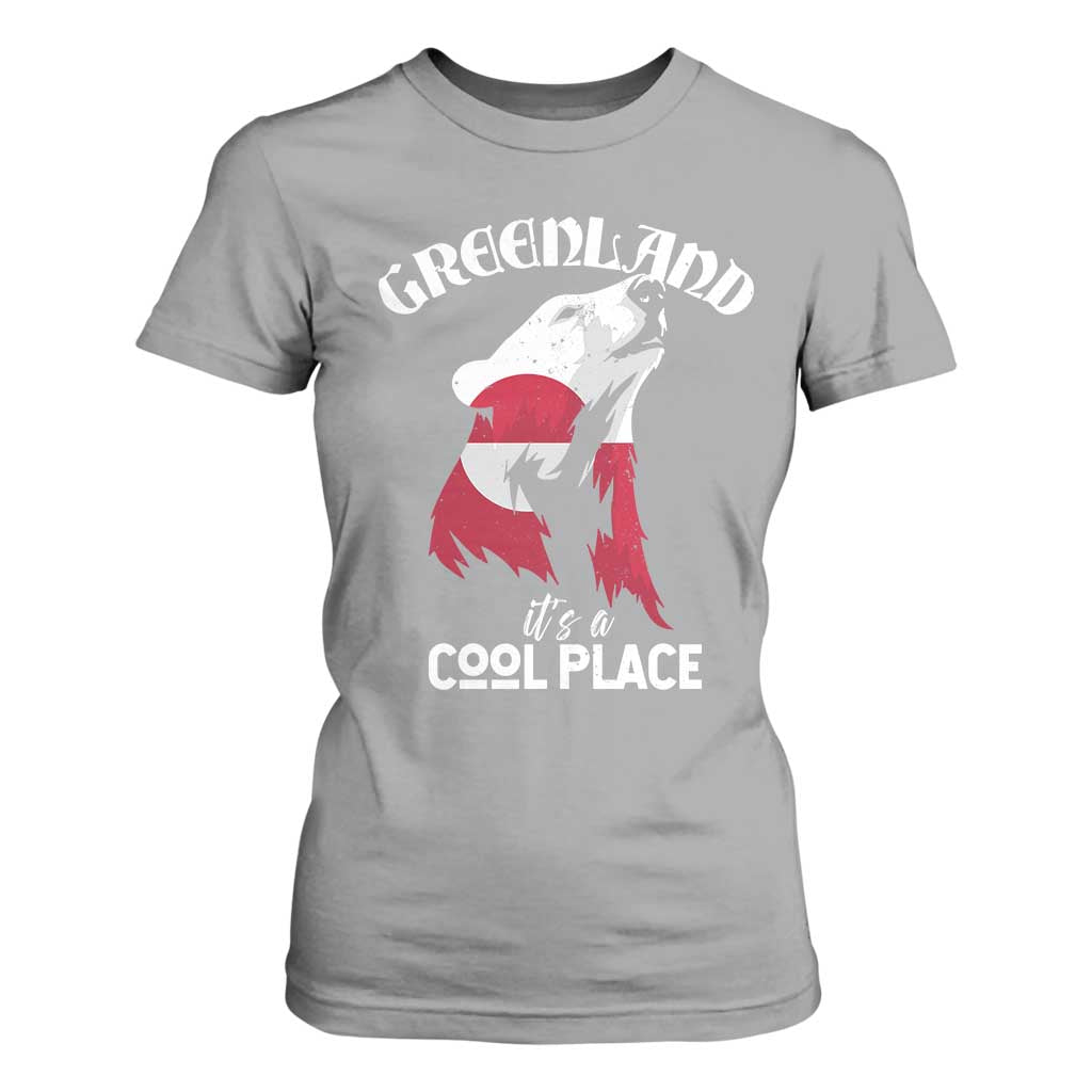 Polar Bear Greenland Flag Graphic T Shirt For Women It's a Cool Place Arctic Circle TS02 Sport Gray Print Your Wear