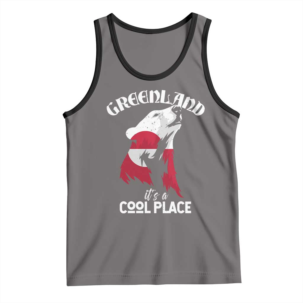 Polar Bear Greenland Flag Graphic Tank Top It's a Cool Place Arctic Circle TS02 Deep Heather Black Print Your Wear