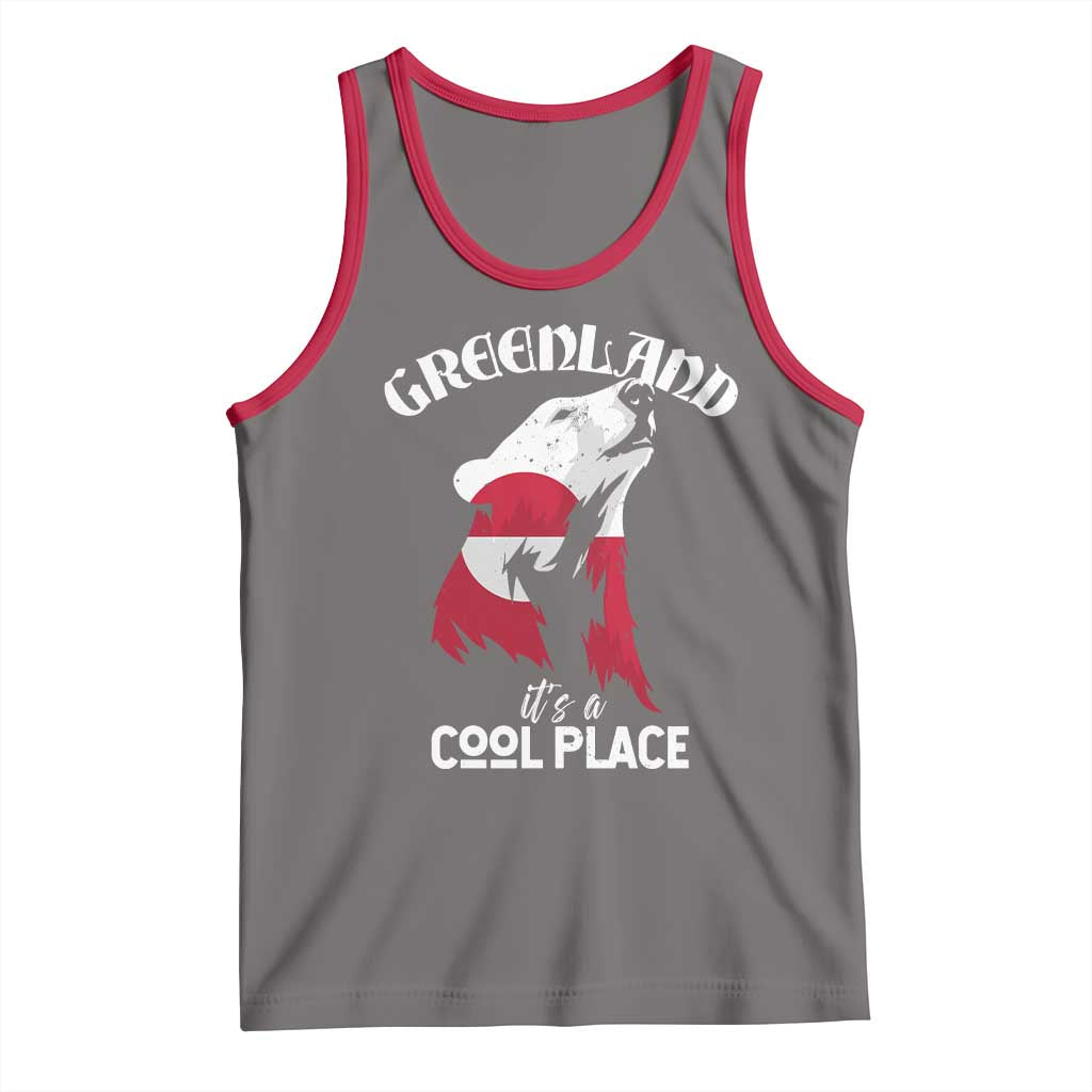 Polar Bear Greenland Flag Graphic Tank Top It's a Cool Place Arctic Circle TS02 Deep Heather Red Print Your Wear