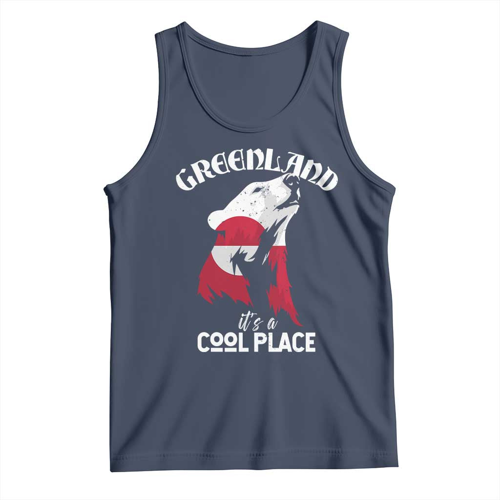 Polar Bear Greenland Flag Graphic Tank Top It's a Cool Place Arctic Circle TS02 Navy Print Your Wear