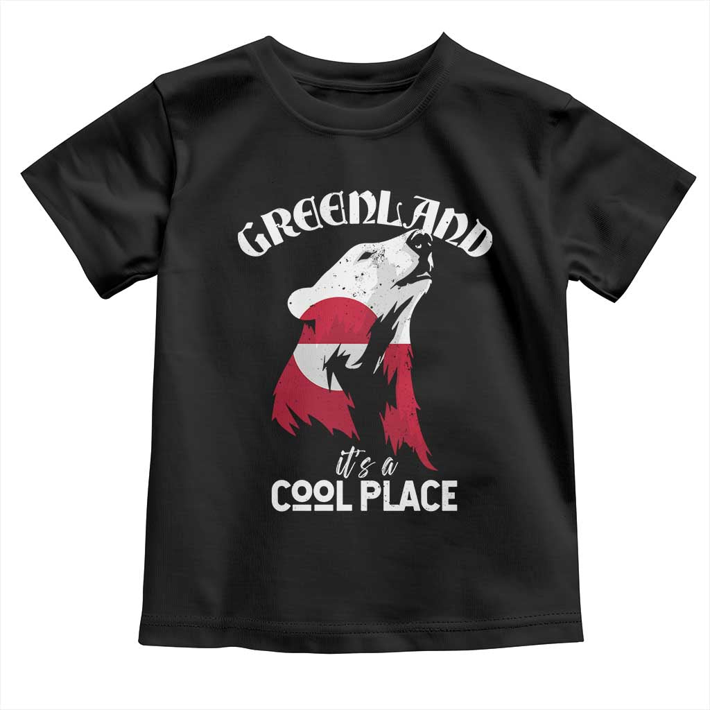Polar Bear Greenland Flag Graphic Toddler T Shirt It's a Cool Place Arctic Circle TS02 Black Print Your Wear