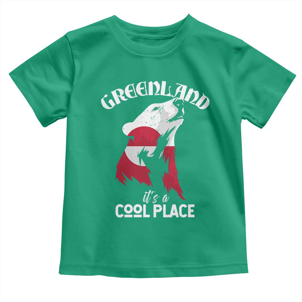 Polar Bear Greenland Flag Graphic Toddler T Shirt It's a Cool Place Arctic Circle TS02 Irish Green Print Your Wear