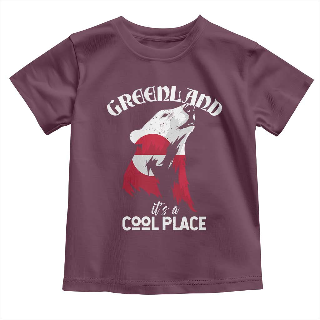 Polar Bear Greenland Flag Graphic Toddler T Shirt It's a Cool Place Arctic Circle TS02 Maroon Print Your Wear