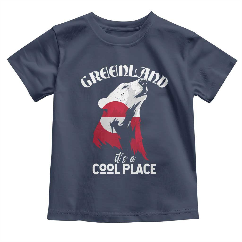 Polar Bear Greenland Flag Graphic Toddler T Shirt It's a Cool Place Arctic Circle TS02 Navy Print Your Wear