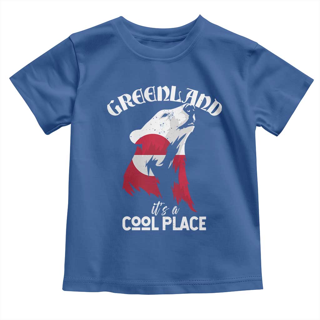 Polar Bear Greenland Flag Graphic Toddler T Shirt It's a Cool Place Arctic Circle TS02 Royal Blue Print Your Wear