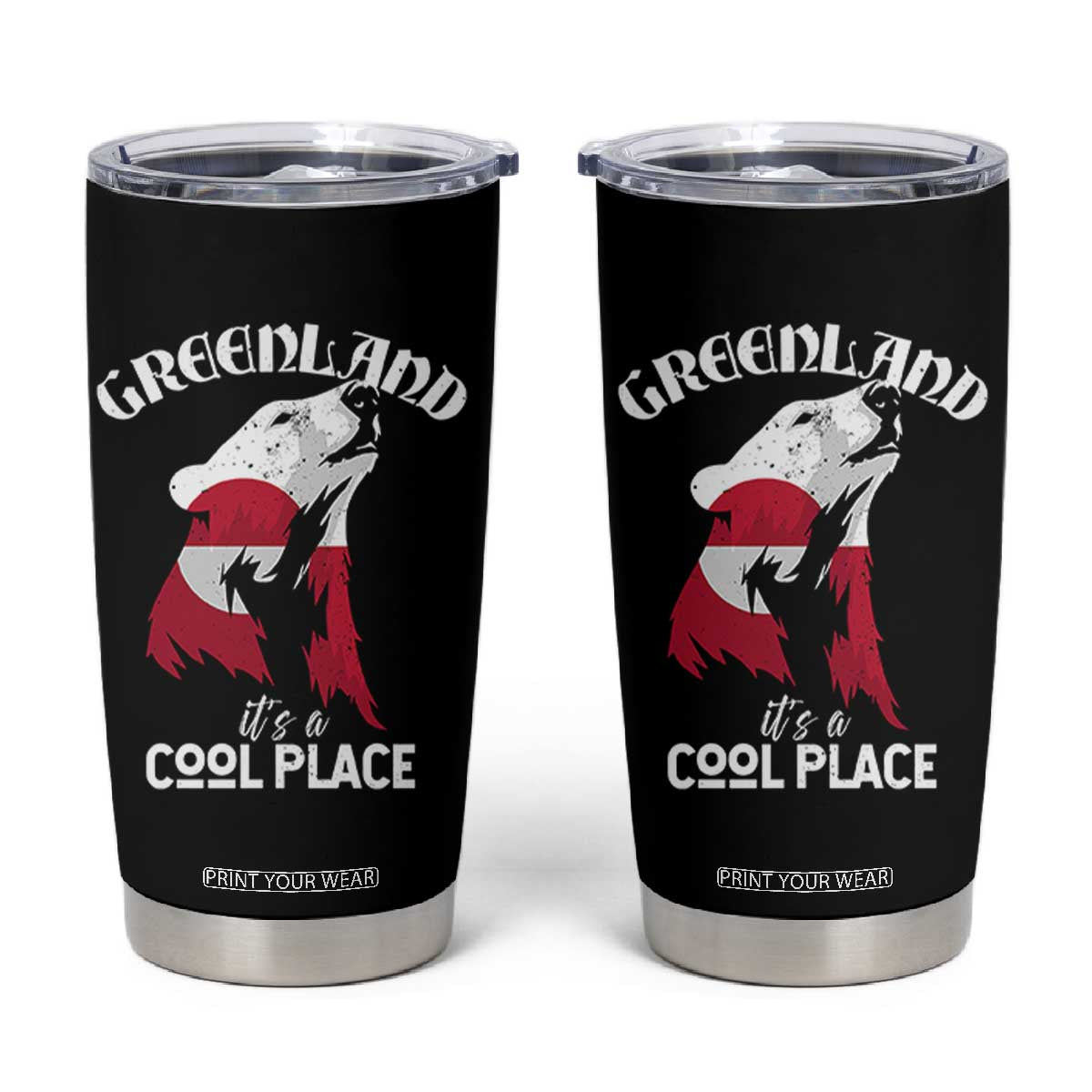 Polar Bear Greenland Flag Graphic Tumbler Cup It's a Cool Place Arctic Circle TS02 Black Print Your Wear