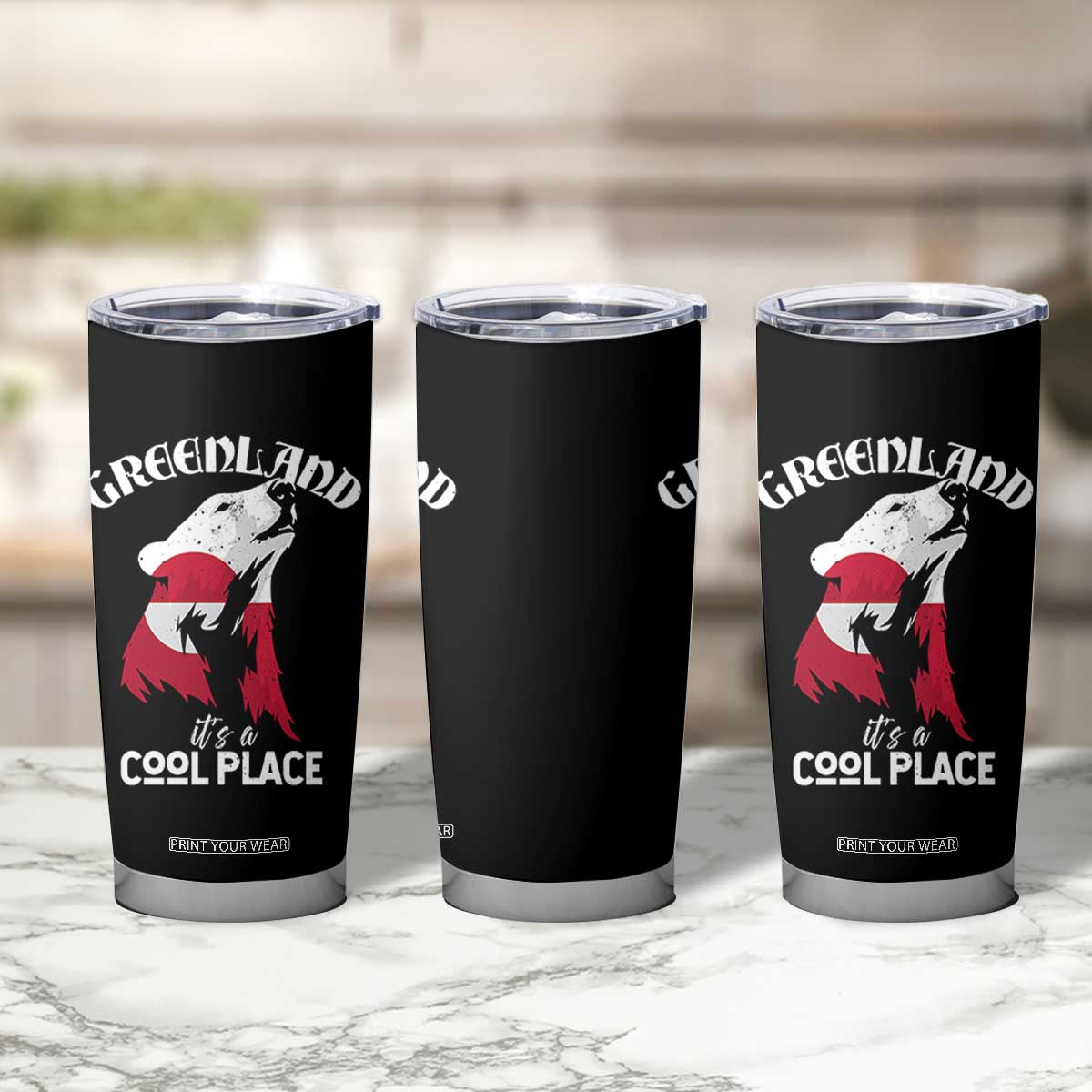 Polar Bear Greenland Flag Graphic Tumbler Cup It's a Cool Place Arctic Circle TS02 Print Your Wear