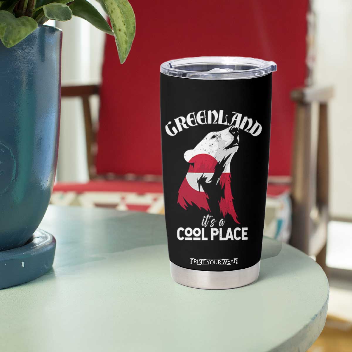 Polar Bear Greenland Flag Graphic Tumbler Cup It's a Cool Place Arctic Circle TS02 Print Your Wear