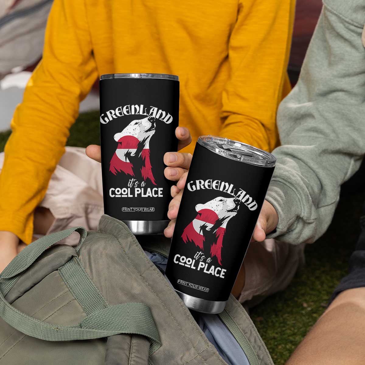 Polar Bear Greenland Flag Graphic Tumbler Cup It's a Cool Place Arctic Circle TS02 Print Your Wear