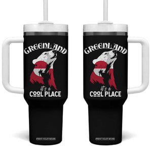 Polar Bear Greenland Flag Graphic Tumbler With Handle It's a Cool Place Arctic Circle TS02 One Size: 40 oz Black Print Your Wear