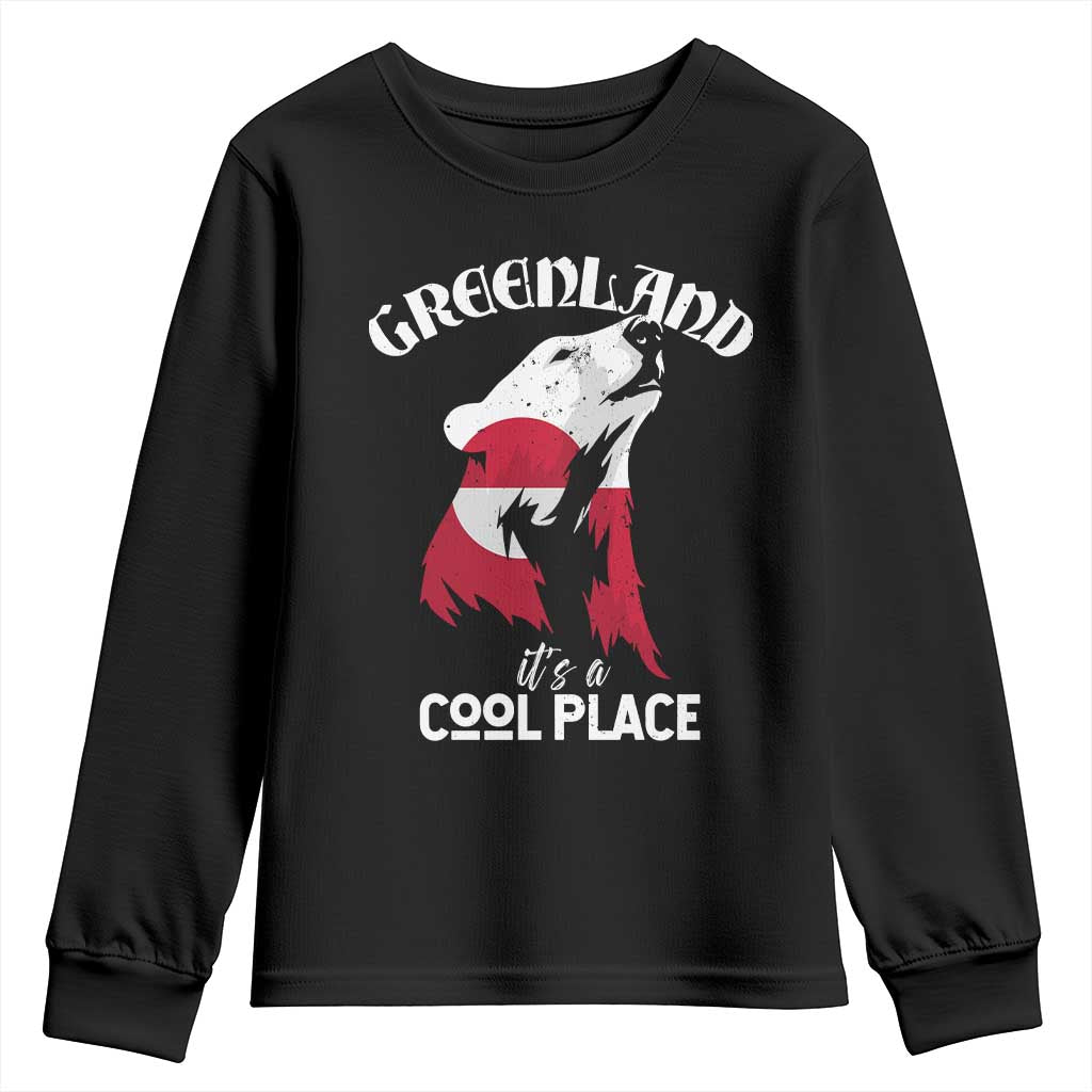 Polar Bear Greenland Flag Graphic Youth Sweatshirt It's a Cool Place Arctic Circle TS02 Black Print Your Wear