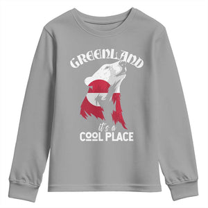 Polar Bear Greenland Flag Graphic Youth Sweatshirt It's a Cool Place Arctic Circle TS02 Sport Gray Print Your Wear