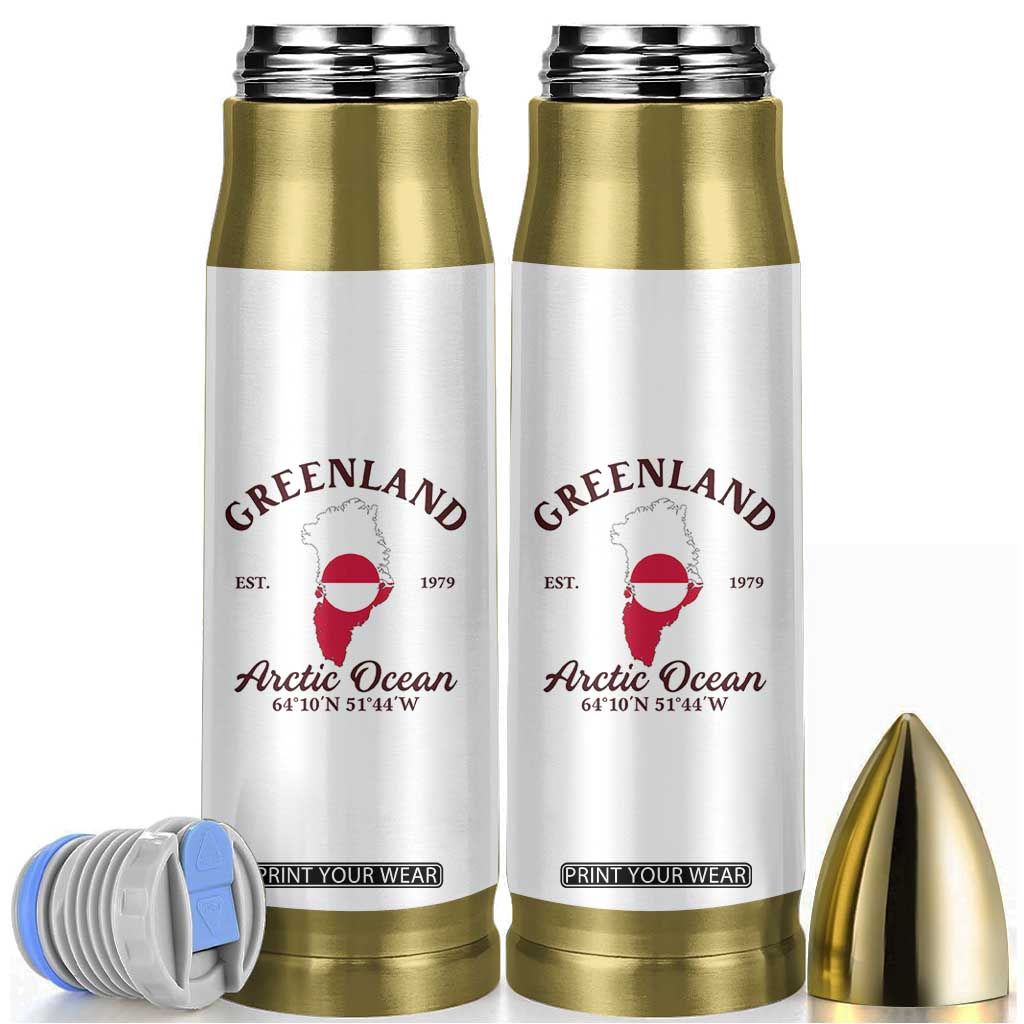 Greenland Arctic Ocean Bullet Tumbler Vintage Coordinates Map National Flag Pride TS02 White Print Your Wear