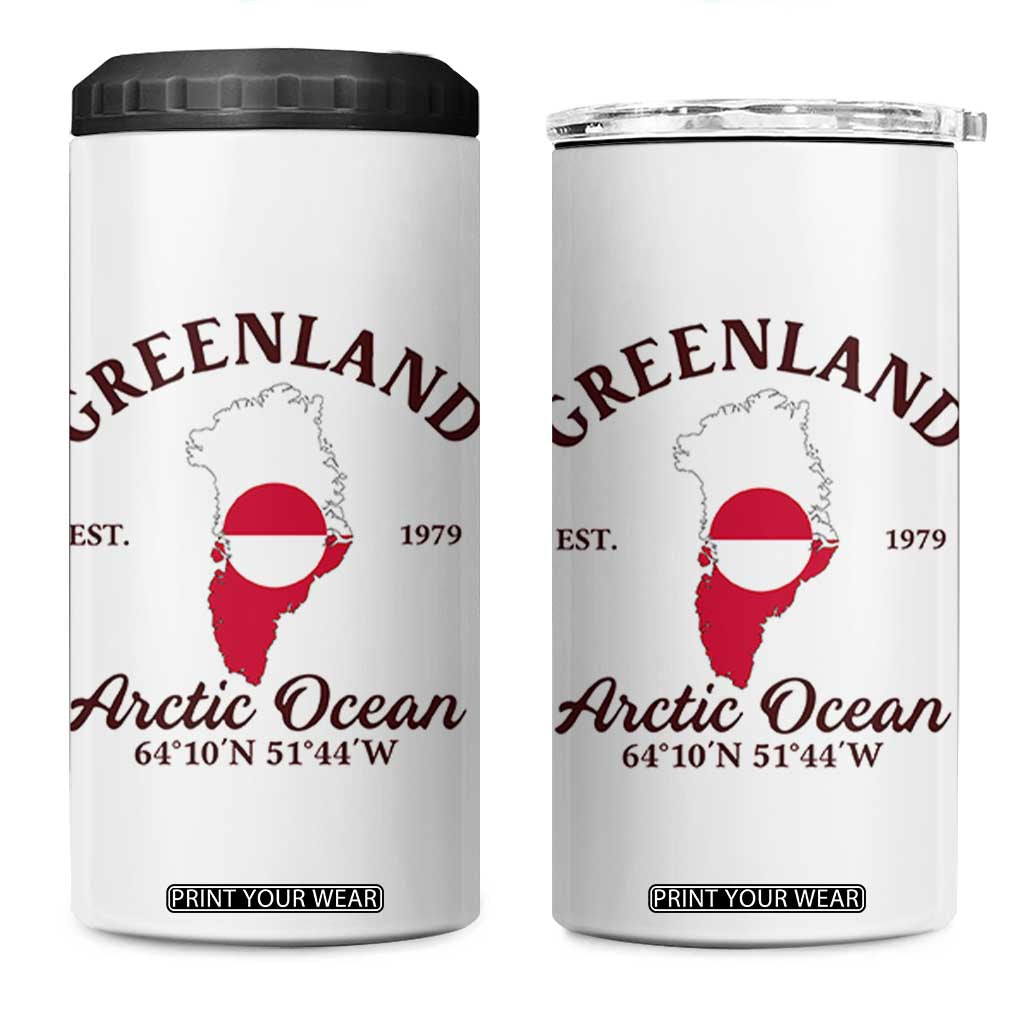 Greenland Arctic Ocean 4 in 1 Can Cooler Tumbler Vintage Coordinates Map National Flag Pride TS02 One Size: 16 oz White Print Your Wear