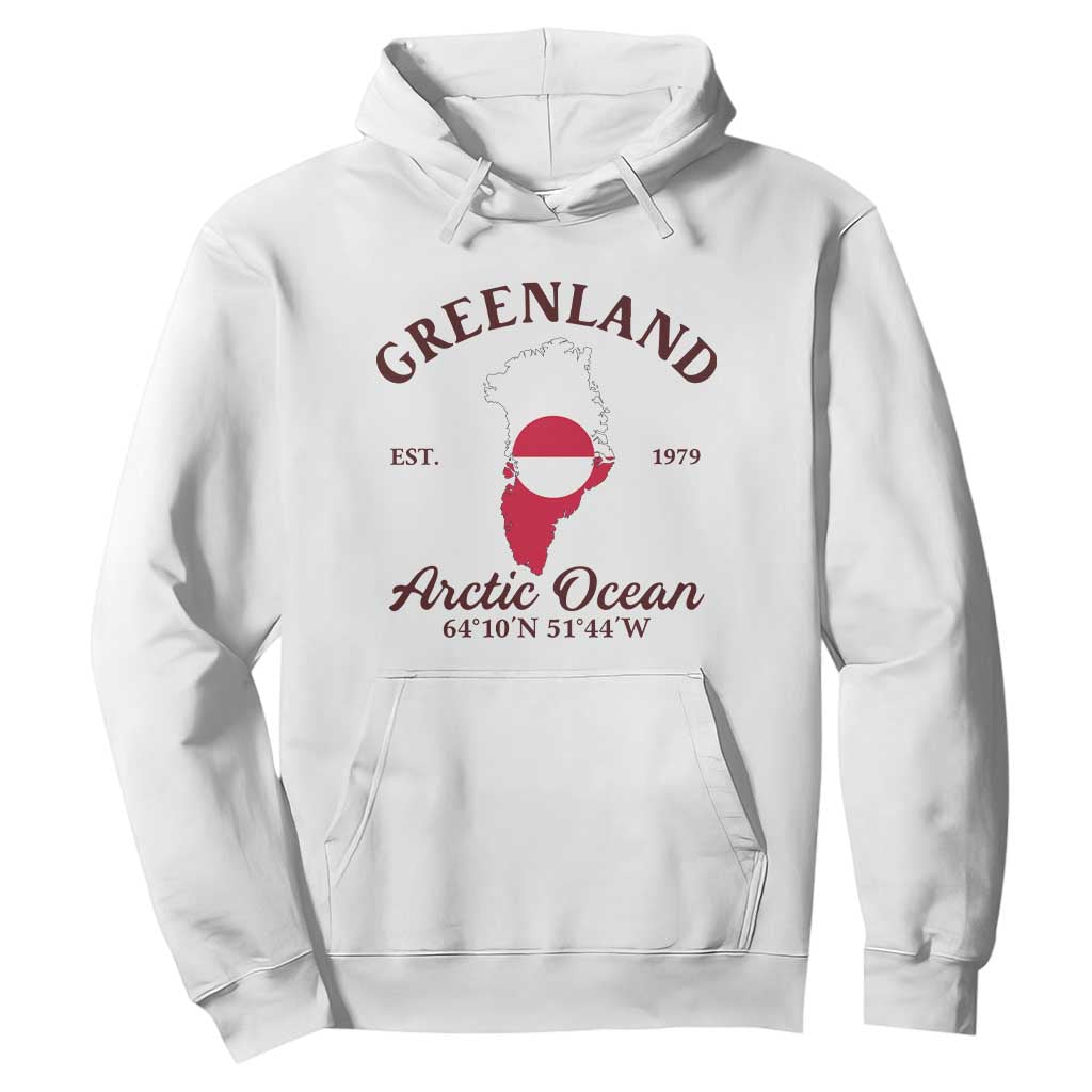 Greenland Arctic Ocean Hoodie Vintage Coordinates Map National Flag Pride TS02 White Print Your Wear