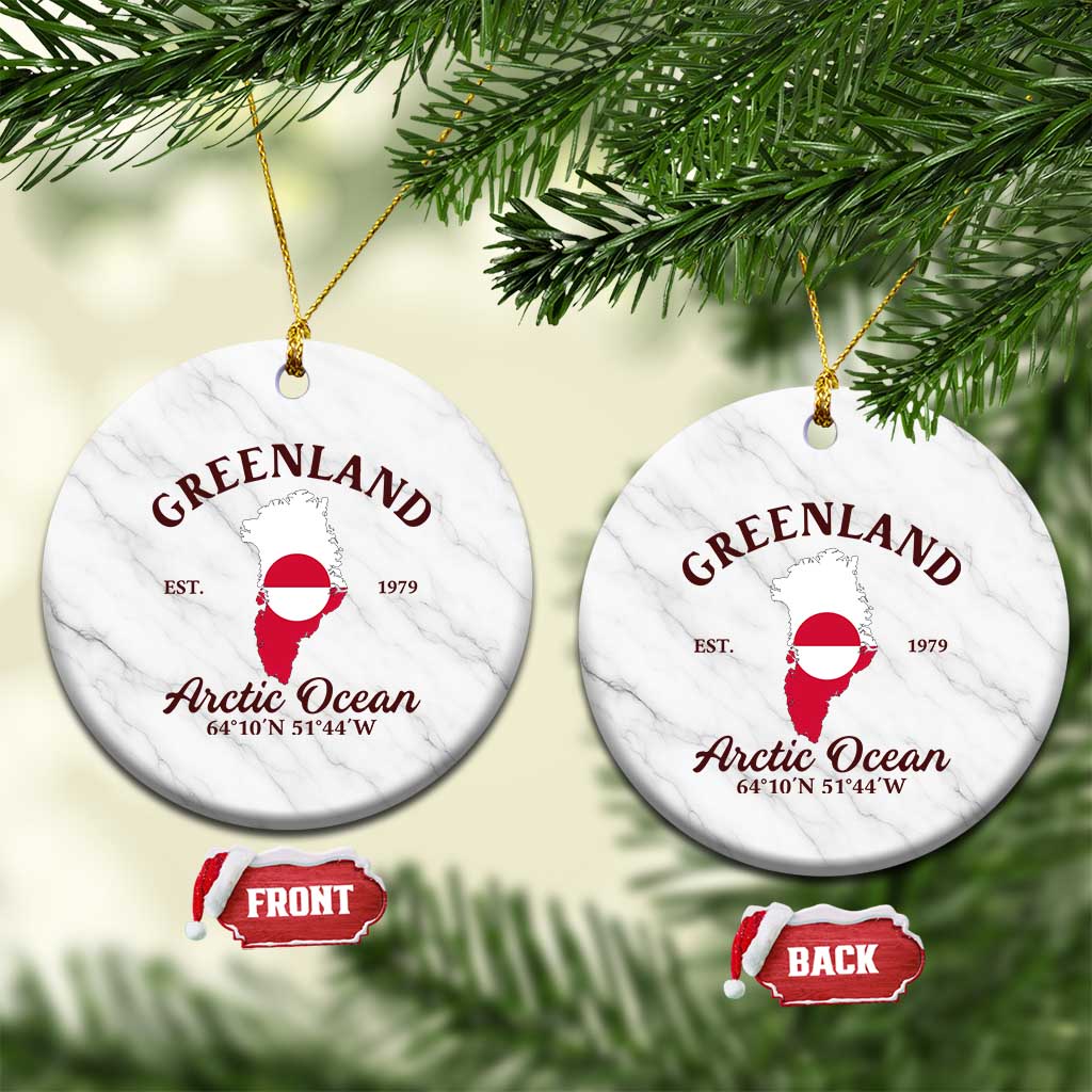 Greenland Arctic Ocean Ceramic Ornament Vintage Coordinates Map National Flag Pride TS02 1pc White Marble Print Your Wear