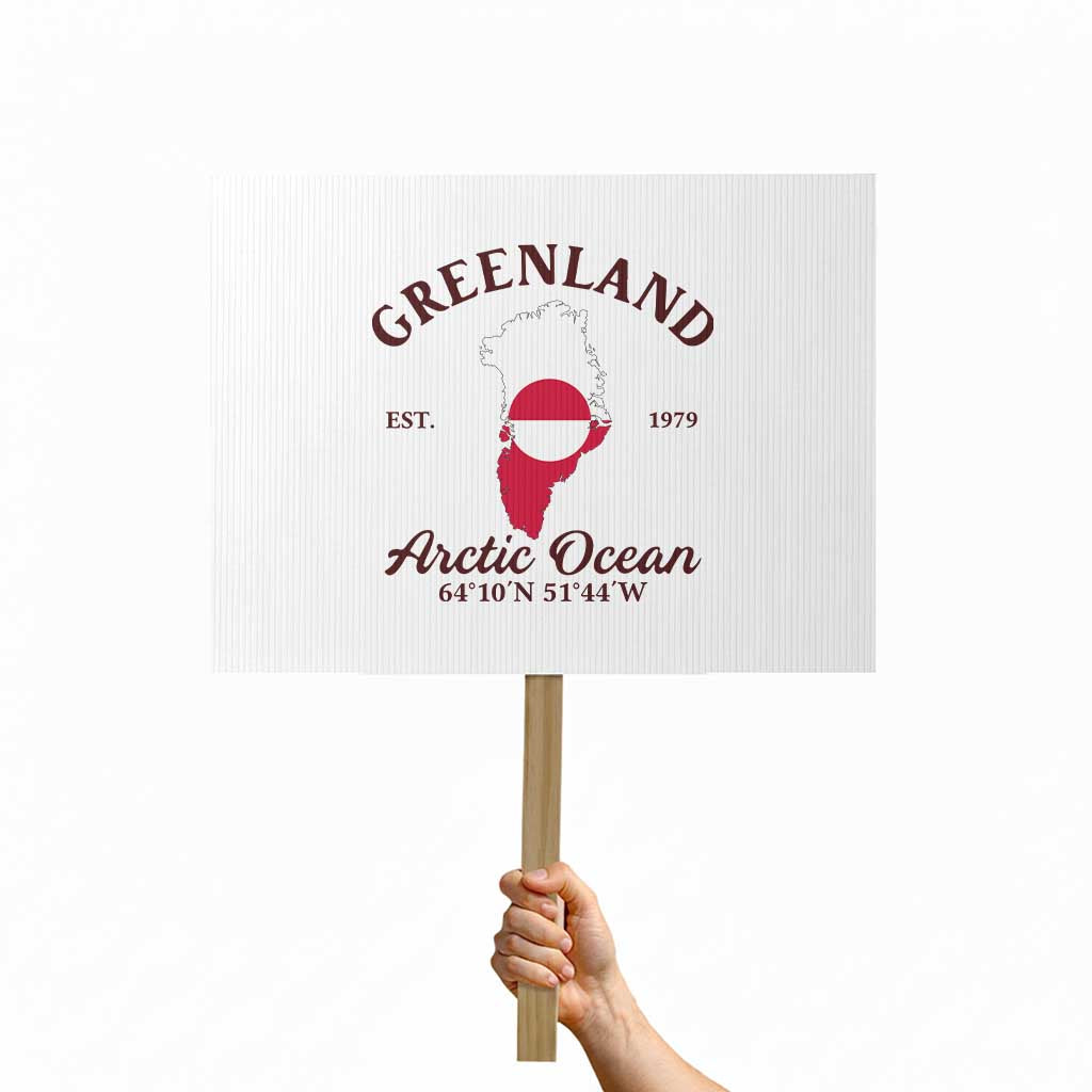 Greenland Arctic Ocean Protest Sign Vintage Coordinates Map National Flag Pride TS02 Horizontal 18