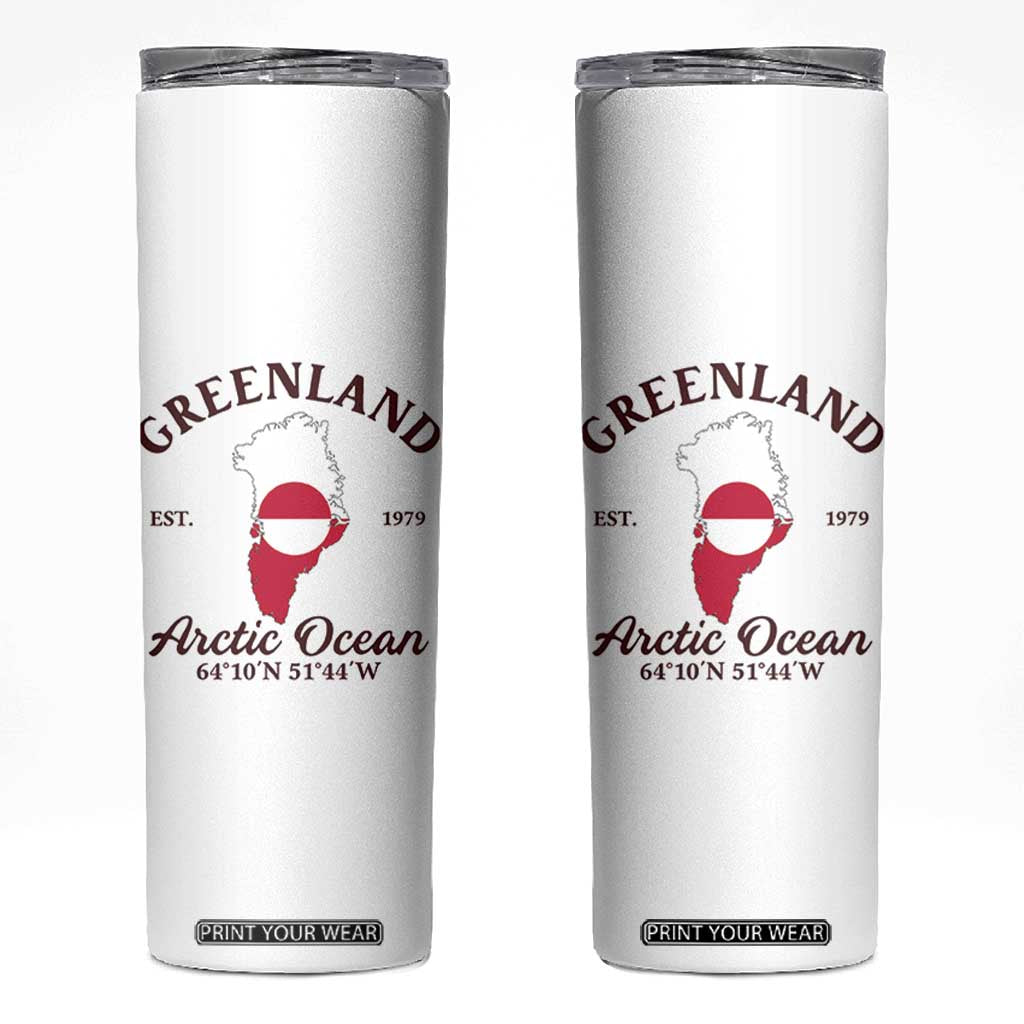 Greenland Arctic Ocean Skinny Tumbler Vintage Coordinates Map National Flag Pride TS02 White Print Your Wear