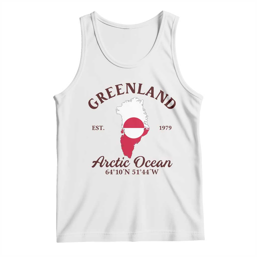 Greenland Arctic Ocean Tank Top Vintage Coordinates Map National Flag Pride TS02 White Print Your Wear