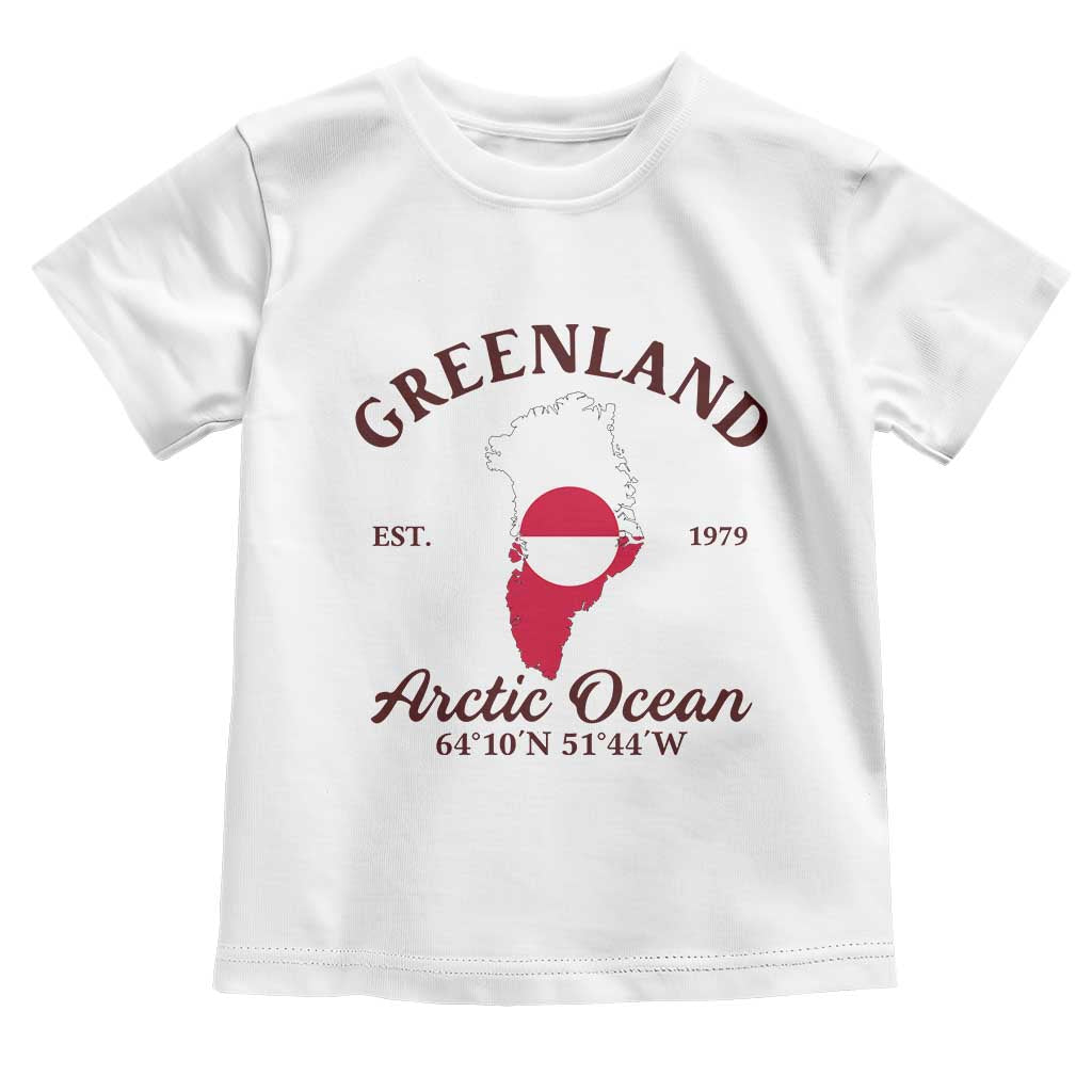 Greenland Arctic Ocean Toddler T Shirt Vintage Coordinates Map National Flag Pride TS02 White Print Your Wear