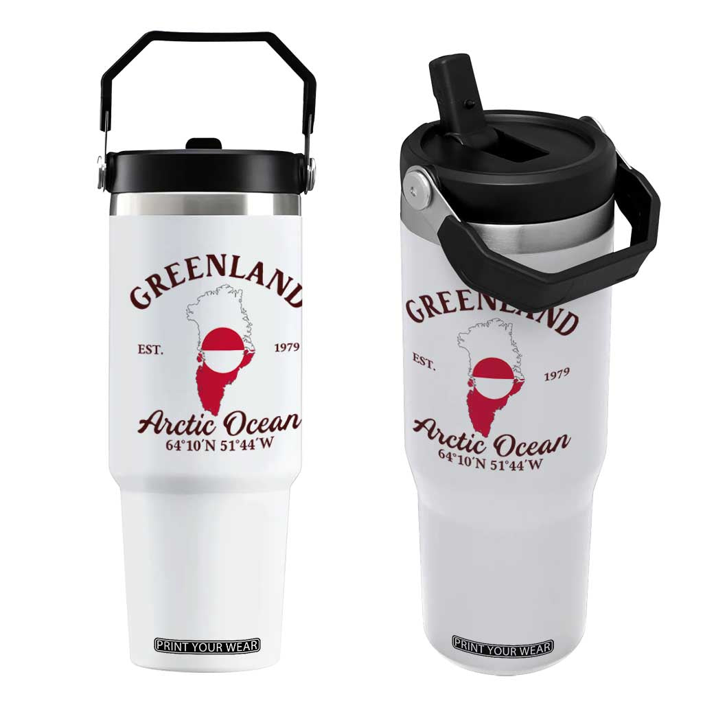 Greenland Arctic Ocean Flip Straw Tumbler Vintage Coordinates Map National Flag Pride TS02 One Size: 30 oz White Print Your Wear