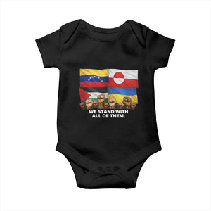 We Stand With Venezuela Greenland Ukraine Palestine Baby Onesie Solidarity Fists Flags Global Support TS02 Black Print Your Wear