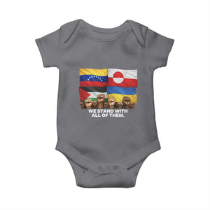 We Stand With Venezuela Greenland Ukraine Palestine Baby Onesie Solidarity Fists Flags Global Support TS02 Charcoal Print Your Wear