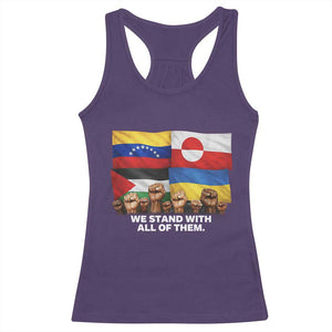 We Stand With Venezuela Greenland Ukraine Palestine Racerback Tank Top Solidarity Fists Flags Global Support TS02 Purple Print Your Wear