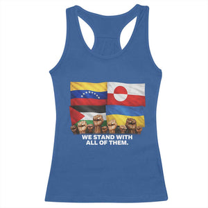 We Stand With Venezuela Greenland Ukraine Palestine Racerback Tank Top Solidarity Fists Flags Global Support TS02 Royal Blue Print Your Wear