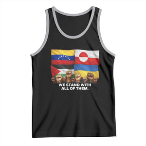 We Stand With Venezuela Greenland Ukraine Palestine Tank Top Solidarity Fists Flags Global Support TS02 Black Athletic Heather Print Your Wear