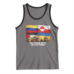 We Stand With Venezuela Greenland Ukraine Palestine Tank Top Solidarity Fists Flags Global Support TS02 Deep Heather Black Print Your Wear
