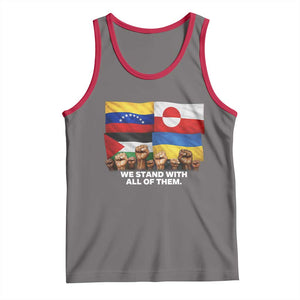 We Stand With Venezuela Greenland Ukraine Palestine Tank Top Solidarity Fists Flags Global Support TS02 Deep Heather Red Print Your Wear