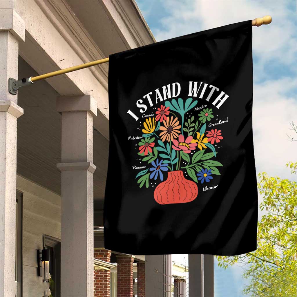 I Stand With Mexico Greenland Ukraine Canada Palestine Panama Garden Flag Colorful Floral Solidarity Global Unity TS02 Print Your Wear