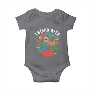I Stand With Mexico Greenland Ukraine Canada Palestine Panama Baby Onesie Colorful Floral Solidarity Global Unity TS02 Charcoal Print Your Wear