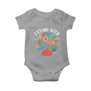 I Stand With Mexico Greenland Ukraine Canada Palestine Panama Baby Onesie Colorful Floral Solidarity Global Unity TS02 Sport Gray Print Your Wear
