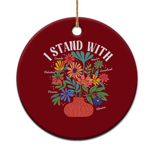 I Stand With Mexico Greenland Ukraine Canada Palestine Panama Ceramic Ornament Colorful Floral Solidarity Global Unity TS02 1pc Red Print Your Wear