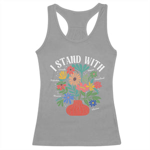 I Stand With Mexico Greenland Ukraine Canada Palestine Panama Racerback Tank Top Colorful Floral Solidarity Global Unity TS02 Sport Gray Print Your Wear